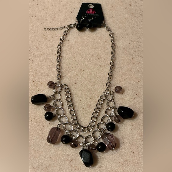 paparazzi Jewelry - Paparazzi Black and Smoky Gray Beaded Necklace